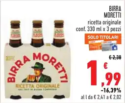 Conad Birra Moretti ricetta originale offerta