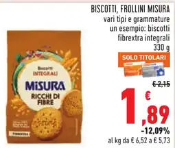 Conad Biscotti integrali Misura offerta
