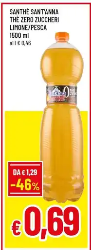 Famila SANTHÈ SANT'ANNA THÈ ZERO ZUCCHERI LIMONE/PESCA offerta
