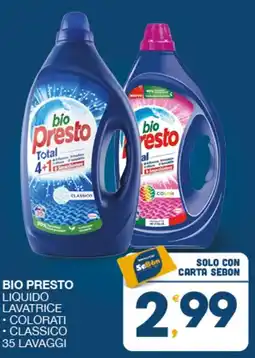 SeBón Supermercati Bio Presto liquido lavatrice offerta