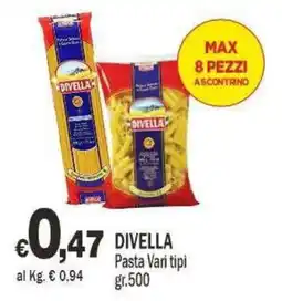Primo Prezzo Divella Pasta Vari tipi offerta
