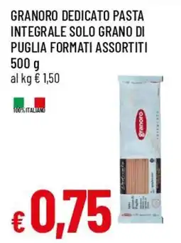 Famila Superstore Granoro dedicato pasta integrale solo grano di Puglia offerta