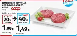 Coop Superstore Hamburger di vitello con bovino adulto Coop offerta