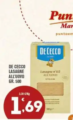 Punto é market De Cecco Lasagne all'uovo offerta