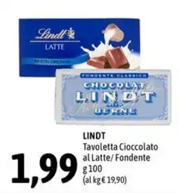 Madis Lindt Tavoletta Cioccolato al Latte/Fondente offerta