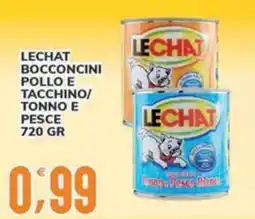 Supermercati Bruscoli Lechat bocconcini pollo e tacchino/tonno e pesce offerta