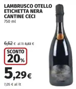 Coop Superstore Lambrusco Otello Etichetta Nera Cantine Ceci offerta