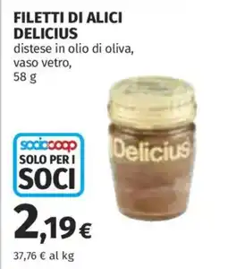 Coop Superstore Filetti di alici Delicius offerta
