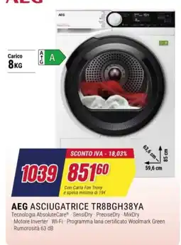 Trony AEG Asciugatrice TR8BGH38YA offerta