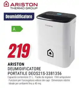 Trony Ariston deumidificatore portatile offerta