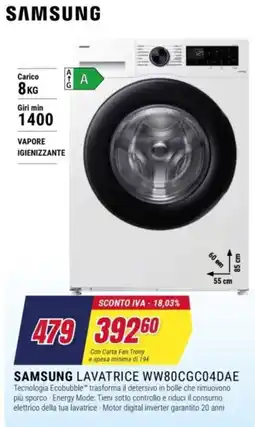 Trony Samsung lavatrice WW80CGC04DAE offerta