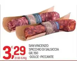 Carni e Affini Supermercati San Vincenzo spicchio di salsiccia offerta