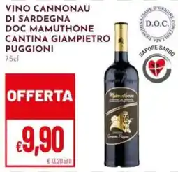 Pan Vino cannonau di Sardegna doc mamuthone offerta