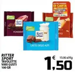 SpesaPiù Supermercati Ritter Sport Tavolette vari gusti offerta