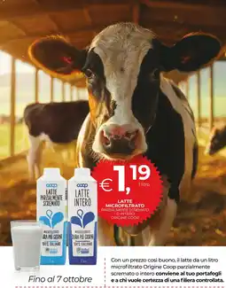 Unicoop Latte microfiltrato Origine Coop offerta