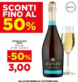 Gran mercato Prosecco Doc Zonin extra dry offerta