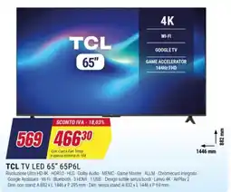 Trony TCL TV LED 65" 65P6L offerta