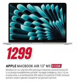 Trony Apple MacBook Air 13" M5 512GB offerta