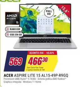 Trony Acer Aspire Lite 15 AL15-49P-R9GQ offerta