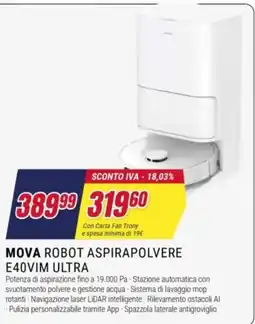 Trony Mova robot aspirapolvere e40vim ultra offerta