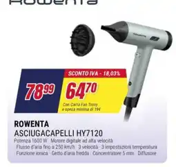 Trony Rowenta asciugacapelli hy7120 offerta