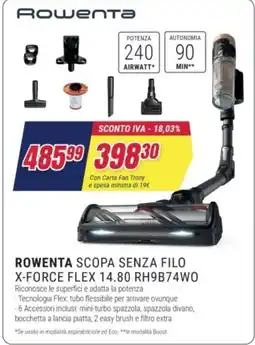 Trony Rowenta scopa senza filo X-Force Flex 14.80 offerta