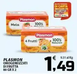 SpesaPiù Supermercati Plasmon omogeneizzati di frutta offerta