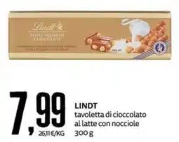 PRO7 Supermercati Lindt tavola di cioccolato al latte con nocciole offerta