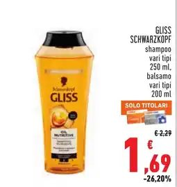 Conad Schwarzkopf Gliss Oil Nutritive offerta
