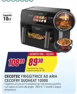 Trony Cecotec friggitrice ad aria Cecofry Duoheat 10000 offerta
