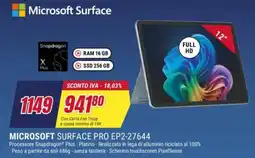 Trony Microsoft Surface Pro offerta