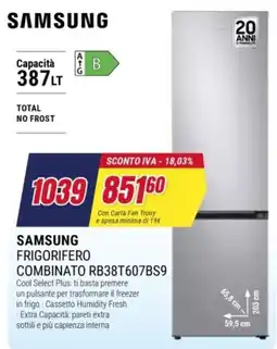 Trony Samsung frigorifero combinato rb38t607bs9 offerta
