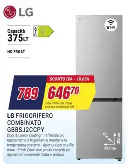 Trony LG frigorifero combinato GBBSJ2CCPY offerta