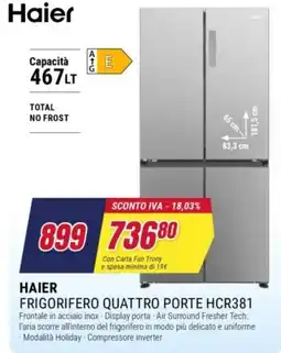 Trony Haier frigorifero quattro porte hcr381 offerta