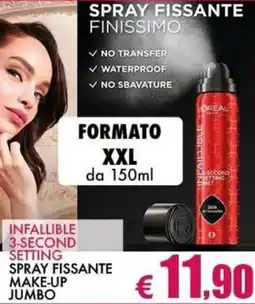 Casa & Co Loreal infallible 3-second setting spray fissante make-up jumbo offerta