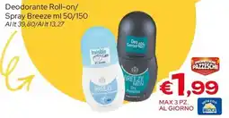 MAX Supermercati Deodorante Roll-on/Spray Breeze offerta