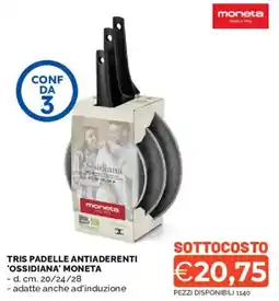 Mercatò Tris padelle antiaderenti 'Ossidiana' Moneta offerta