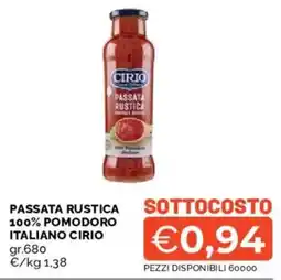 Mercatò Passata rustica 100% pomodoro italiano Cirio offerta