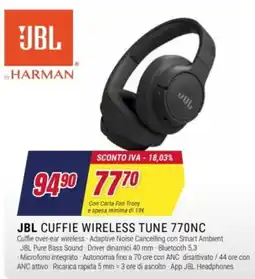 Trony JBL Cuffie Wireless Tune 770NC offerta