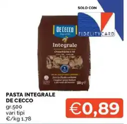 Mercatò Pasta integrale De Cecco offerta