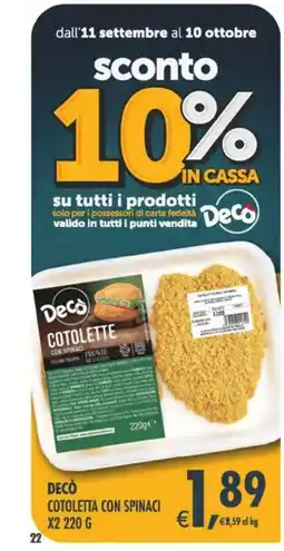Deco Maxistore Decò cotolette con spinaci offerta