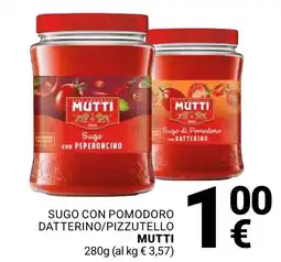 Supermercati Gulliver Sugo con pomodoro datterino/pizzutello Mutti offerta