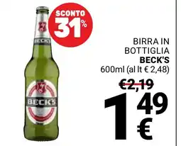 Supermercati Gulliver Birra in bottiglia Beck's offerta