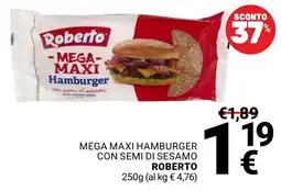 Supermercati Gulliver Mega Maxi Hamburger con semi di sesamo Roberto offerta