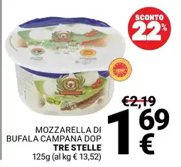 Supermercati Gulliver Mozzarella di bufala campana dop tre stelle offerta