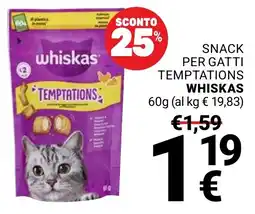 Supermercati Gulliver Snack per gatti temptations Whiskas offerta
