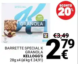 Supermercati Gulliver Barrette Special K Granola Kellogg's offerta