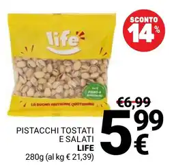 Supermercati Gulliver Pistacchi tostati e salati Life offerta
