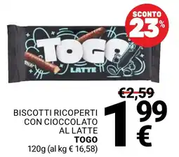 Supermercati Gulliver Biscotti ricoperti con cioccolato al latte Togo offerta