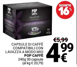 Supermercati Gulliver Capsule di caffè compatibili con Lavazza a Modo Mio Pop Caffè offerta